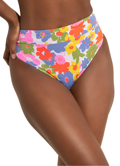 Main image -  Maaji Pristine Flower Suzy Q High Rise/High Leg Bikini Bottom