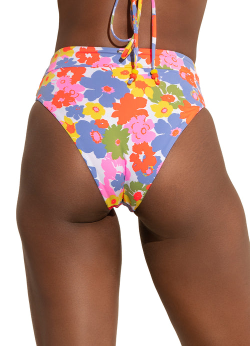 Hover image -  Maaji Pristine Flower Suzy Q High Rise/High Leg Bikini Bottom