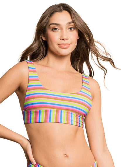  Maaji Rainbow Stripe Donna Sporty Bralette Bikini Top