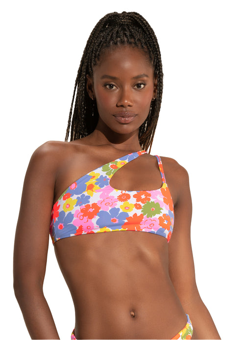 Main image -  Maaji Pristine Flower Gracey Sporty Bralette Bikini Top