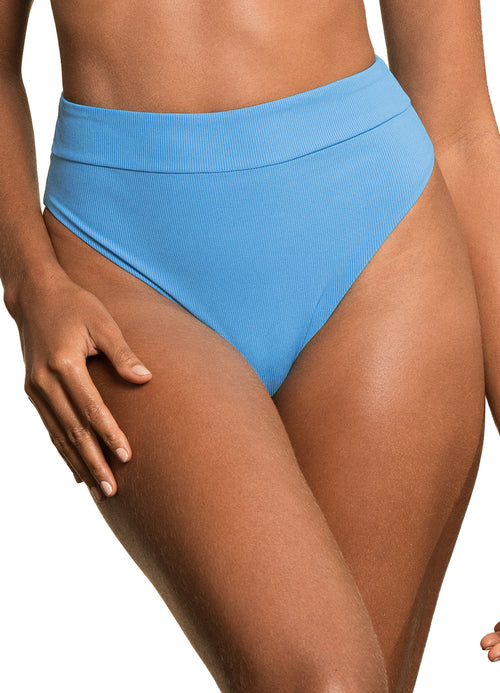 Main image -  Maaji Pool Blue Suzy Q High Rise/High Leg Bikini Bottom
