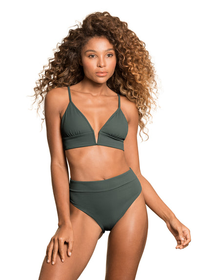  Maaji Crocodile Green Parade Long Line Triangle Bikini Top