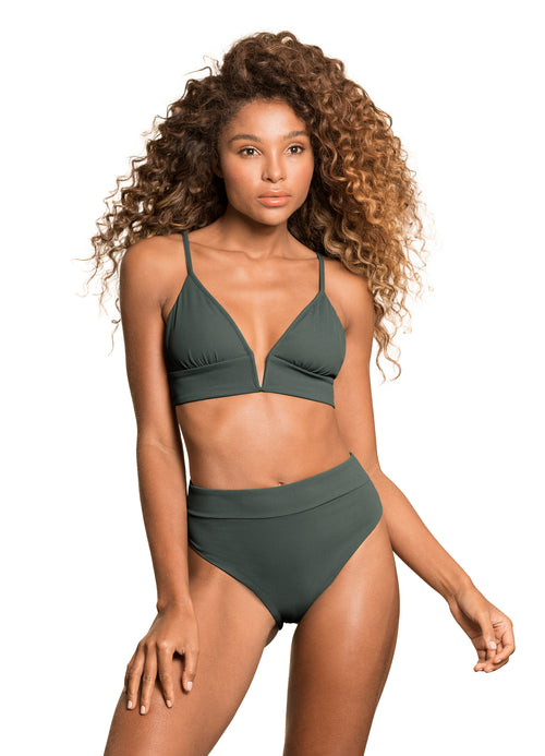 Hover image -  Maaji Crocodile Green Parade Long Line Triangle Bikini Top
