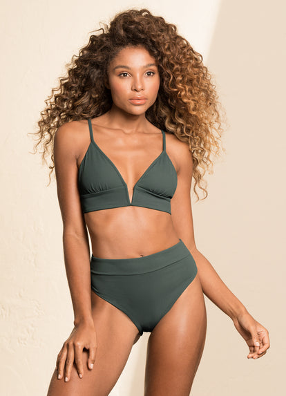 Thumbnail - Maaji Crocodile Green Parade Long Line Triangle Bikini Top - 3