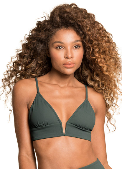Thumbnail - Maaji Crocodile Green Parade Long Line Triangle Bikini Top - 1
