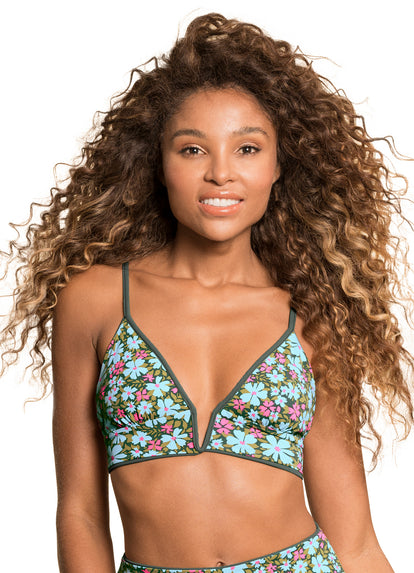 Thumbnail - Maaji Crocodile Green Parade Long Line Triangle Bikini Top - 12
