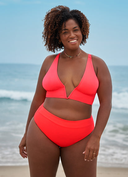  Maaji Cherry Red Parade Long Line Triangle Bikini Top