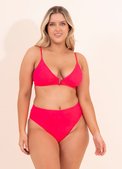  Maaji Cherry Red Parade Long Line Triangle Bikini Top