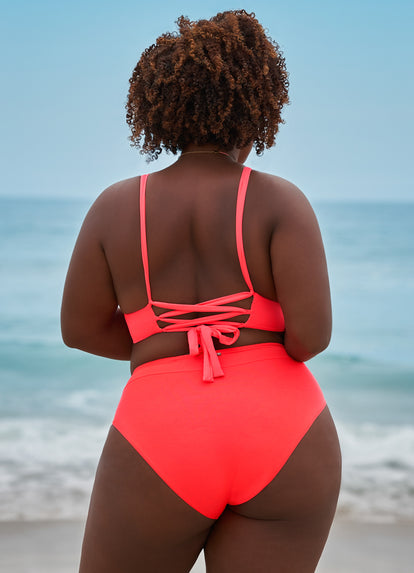 Thumbnail - Maaji Cherry Red Parade Long Line Triangle Bikini Top - 3