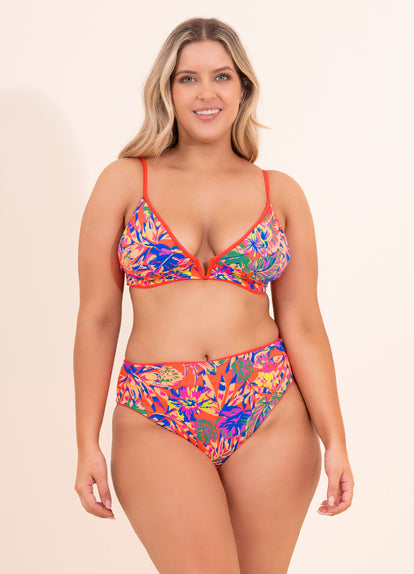 Thumbnail - Maaji Cherry Red Parade Long Line Triangle Bikini Top - 22