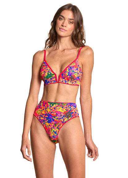 Thumbnail - Maaji Cherry Red Parade Long Line Triangle Bikini Top - 24