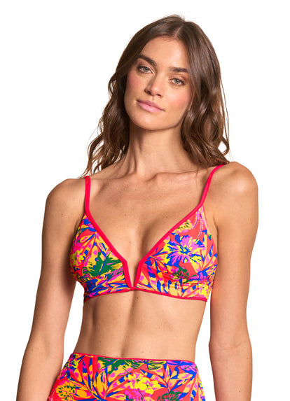  Maaji Cherry Red Parade Long Line Triangle Bikini Top