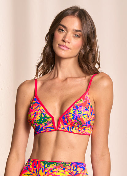  Maaji Cherry Red Parade Long Line Triangle Bikini Top