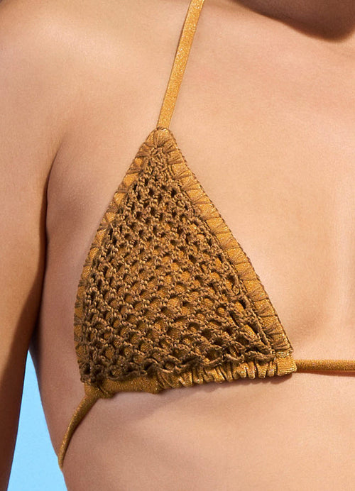 Hover image -  Foto de Honey Gold Balmy Sliding Triangle Bikini Top by Maaji - Tops - Vestidos de Baño