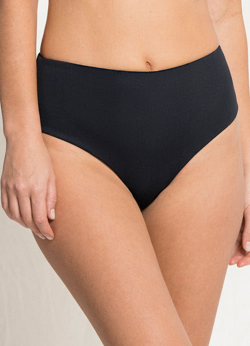 Main image -  Maaji Black Sapphire Venus Mid Rise Bikini Bottom