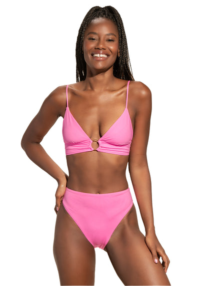 Thumbnail - Maaji Bombon Pink Shine Long Line Triangle Bikini Top - 2