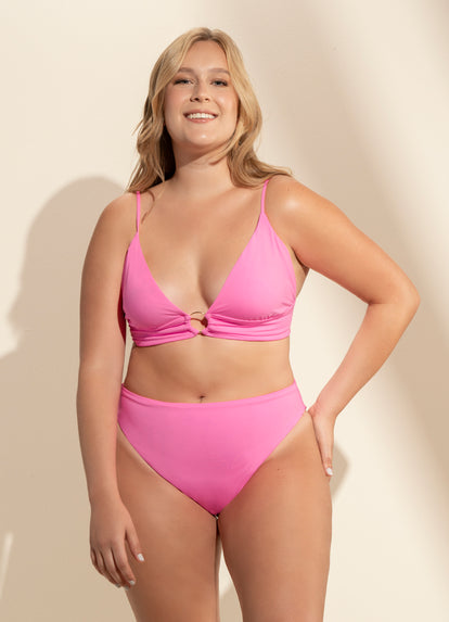 Thumbnail - Maaji Bombon Pink Shine Long Line Triangle Bikini Top - 20