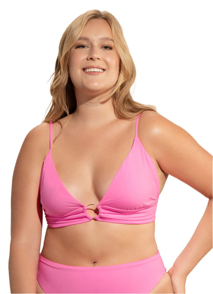  Maaji Bombon Pink Shine Long Line Triangle Bikini Top