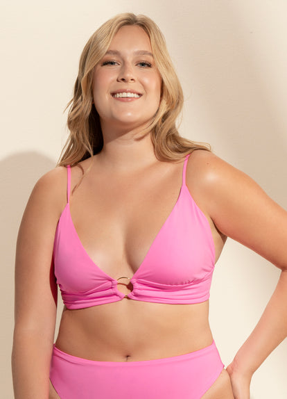  Maaji Bombon Pink Shine Long Line Triangle Bikini Top