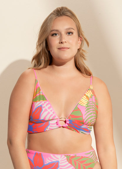 Thumbnail - Maaji Bombon Pink Shine Long Line Triangle Bikini Top - 23