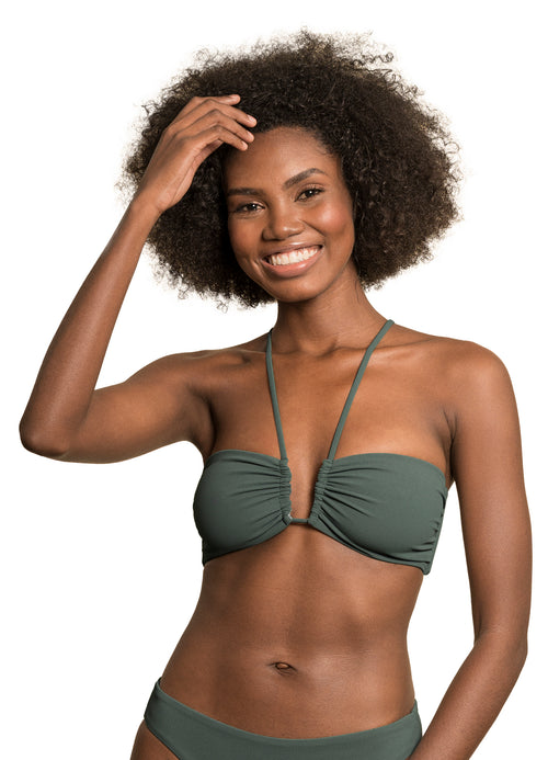 Hover image -  Maaji Crocodile Green Ursule V Wire Bandeau Bikini Top