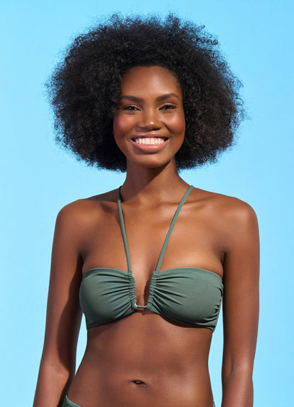Thumbnail - Maaji Crocodile Green Ursule V Wire Bandeau Bikini Top - 5