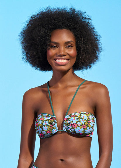 Thumbnail - Maaji Crocodile Green Ursule V Wire Bandeau Bikini Top - 15