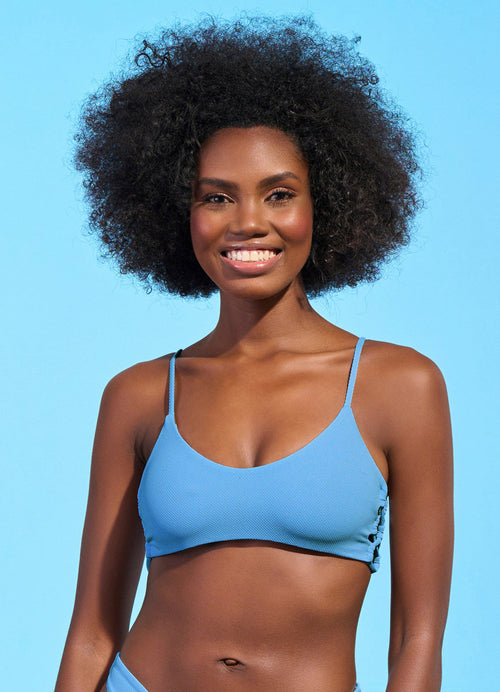 Hover image -  Foto de Stone Blue Gliter Sporty Bralette Bikini Top by Maaji - Tops - Vestidos de Baño