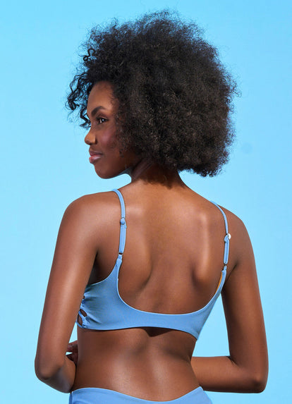  Foto de Stone Blue Gliter Sporty Bralette Bikini Top by Maaji - Tops - Vestidos de Baño
