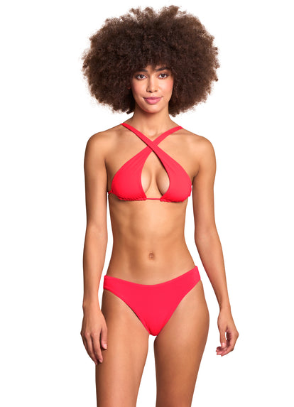  Maaji Cherry Red Kalima Front Tie Halter Bikini Top