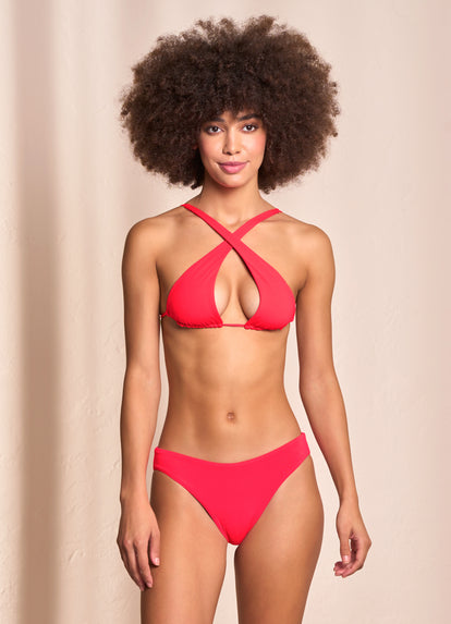 Thumbnail - Maaji Cherry Red Kalima Front Tie Halter Bikini Top - 30
