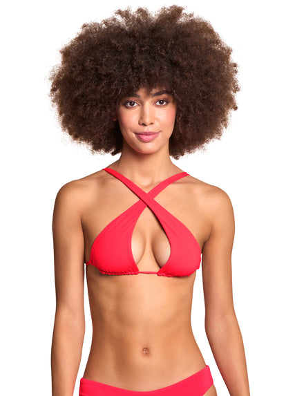 Thumbnail - Maaji Cherry Red Kalima Front Tie Halter Bikini Top - 19