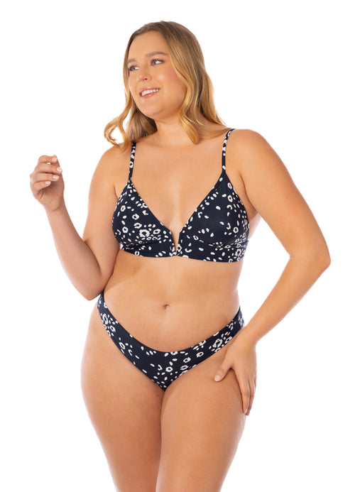 Hover image -  Maaji Ink Cheeta Parade Long Line Triangle Bikini Top