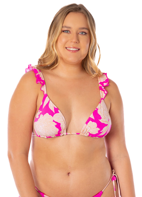 Hover image -  Maaji Floral Duo Crush Ruffle Triangle Bikini Top