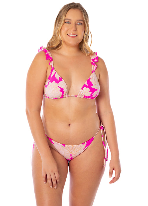 Main image -  Maaji Floral Duo Crush Ruffle Triangle Bikini Top