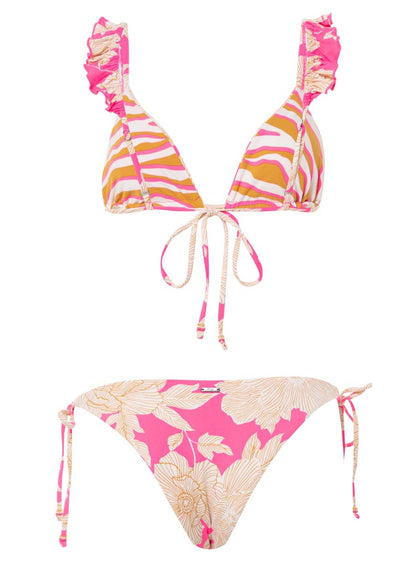  Maaji Floral Duo Crush Ruffle Triangle Bikini Top