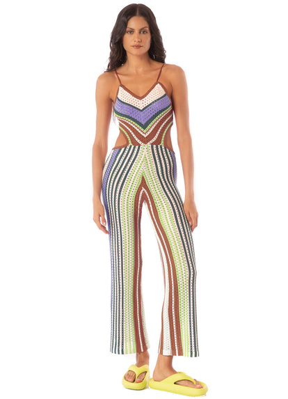 Thumbnail - Foto de Roman Stripe Leave Jumpsuit by Maaji - Ropa de Playa - 1