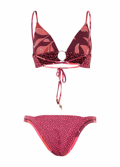 Thumbnail - Maaji Red Foliage Shine Ring Front Bralette Bikini Top - 16