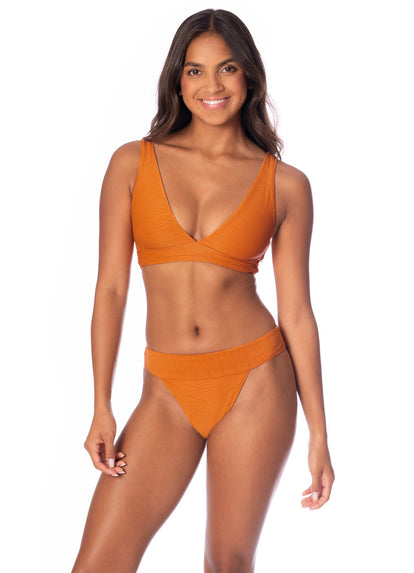Thumbnail - Foto de Wavy Chestnut Allure Long Line Triangle Bikini Top by Maaji - Tops - Vestidos de Baño - 1