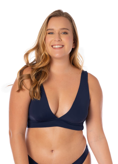 Thumbnail - Maaji French Navy Allure Long Line Triangle Bikini Top - 1