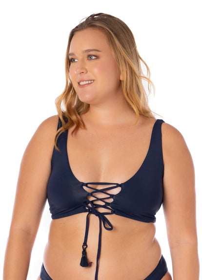  Maaji French Navy Allure Long Line Triangle Bikini Top