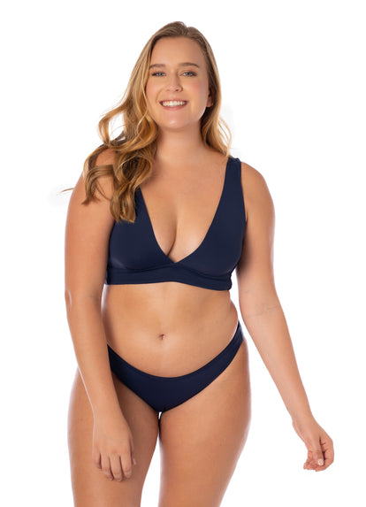 Thumbnail - Maaji French Navy Allure Long Line Triangle Bikini Top - 2
