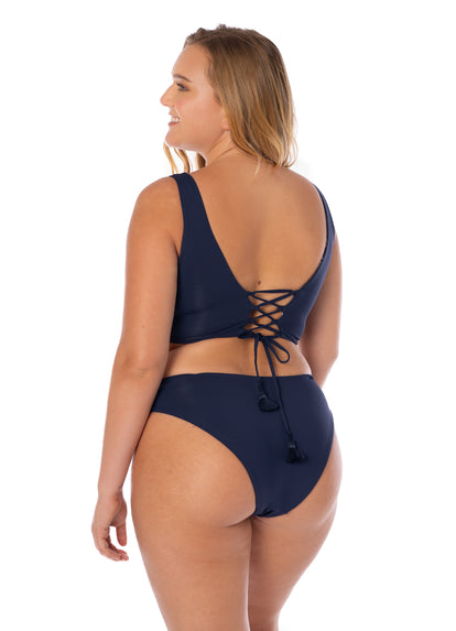 Thumbnail - Maaji French Navy Allure Long Line Triangle Bikini Top - 6