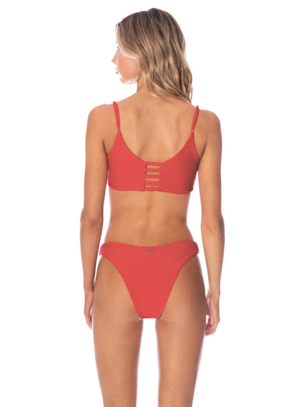 Thumbnail - Foto de Red Camelia Splendour Regular Rise Thin Side Bikini Bottom by Maaji - Panties - Vestidos de Baño - 1