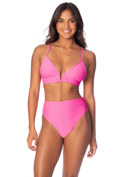 Thumbnail - Foto de Radiant Pink Suzy Q High Rise Classic Bikini Bottom by Maaji - Panties - Vestidos de Baño - 4