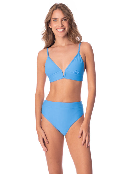 Hover image -  Foto de Stone Blue Suzy Q High Rise Classic Bikini Bottom by Maaji - Panties - Vestidos de Baño