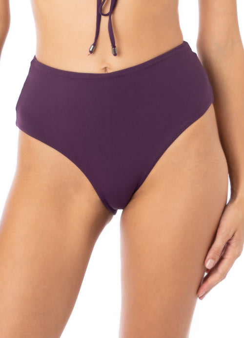 Hover image -  Maaji Dark Grape Venus Mid Rise Bikini Bottom