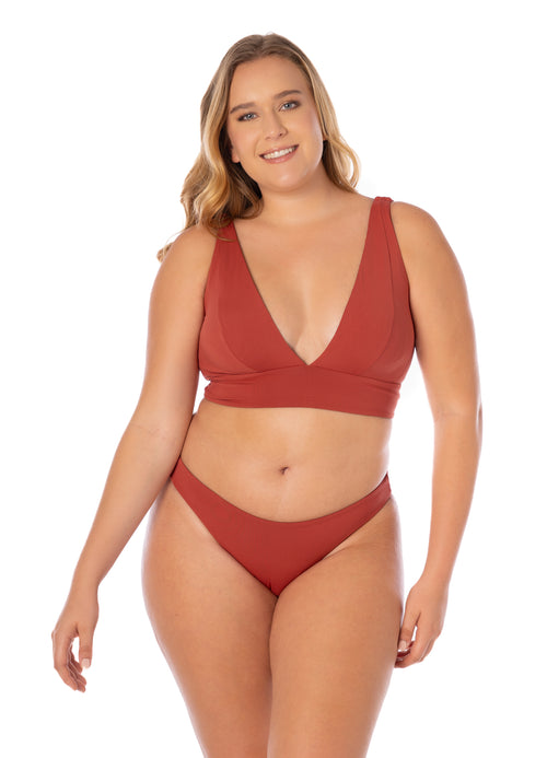 Hover image -  Maaji Burgundy Paradise Long Line Triangle Bikini Top