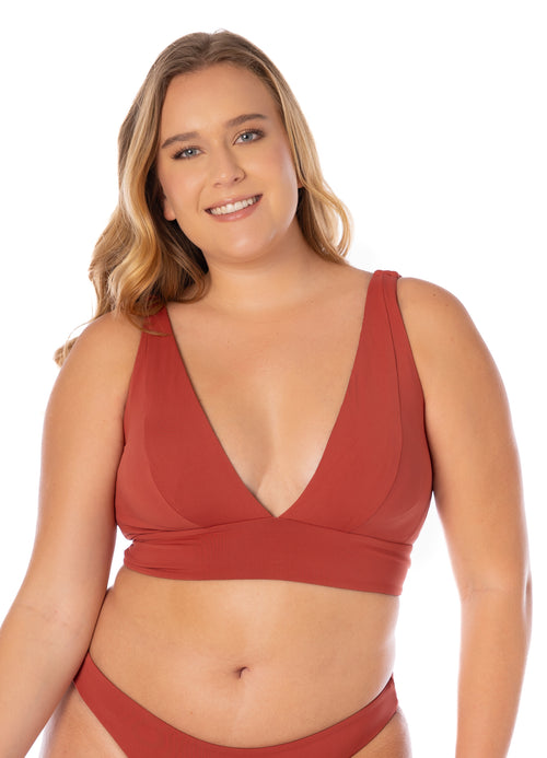 Main image -  Maaji Burgundy Paradise Long Line Triangle Bikini Top