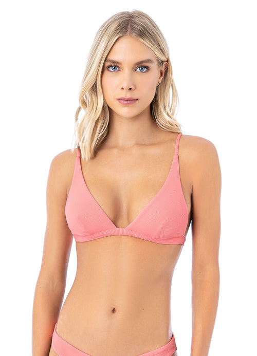 Alternative image -  Maaji Coral Salmon Ivy Fixed Triangle Bikini Top